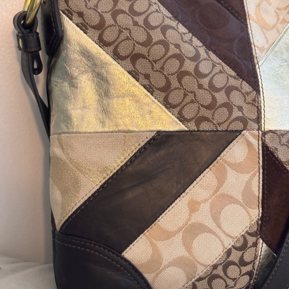 Coach Chevron Suede Multicolor Patchwork Shoulder… - image 4